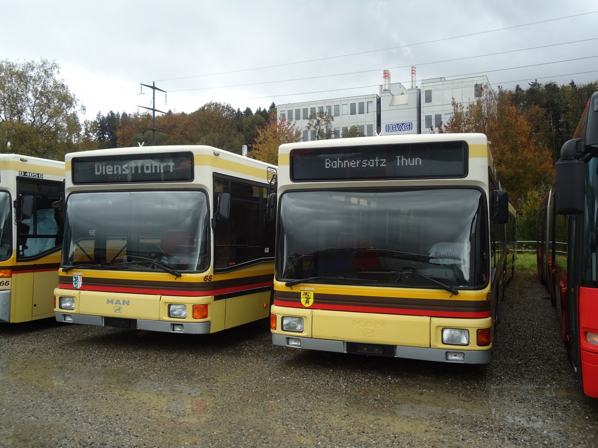 (130'769) - STI Thun - Nr. 68 + 69 - MAN am 24. Oktober 2010 in Kloten, EvoBus