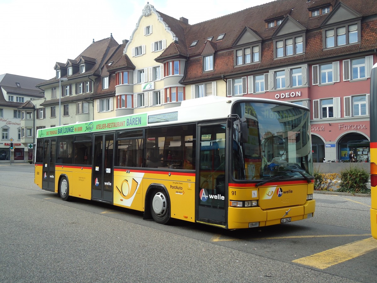 (130'833) - Voegtlin-Meyer, Brugg - Nr. 91/AG 18'428 - Volvo/Hess am 30. Oktober 2010 beim Bahnhof Brugg