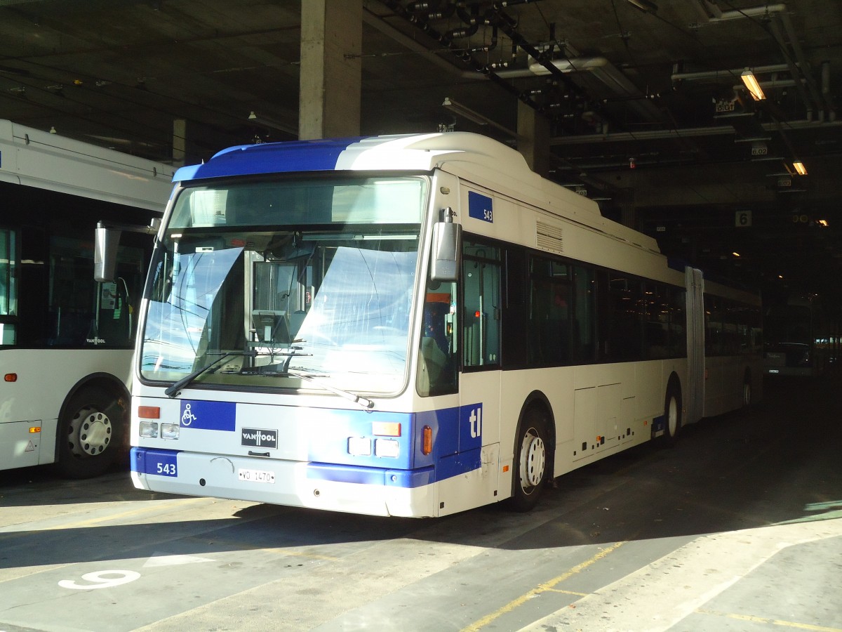 (130'887) - TL Lausanne - Nr. 543/VD 1470 Van Hool am 13. November 2010 in Lausanne, Dpt Prlaz