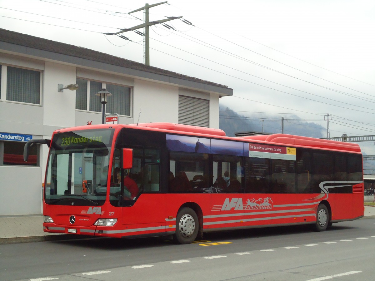 (131'004) - AFA Adelboden - Nr. 27/BE 26'773 - Mercedes am 15. November 2010 beim Bahnhof Frutigen