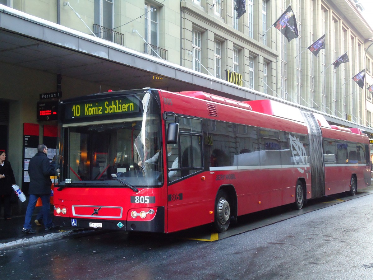 (131'147) - Bernmobil, Bern - Nr. 805/BE 612'805 - Volvo am 29. November 2010 beim Bahnhof Bern