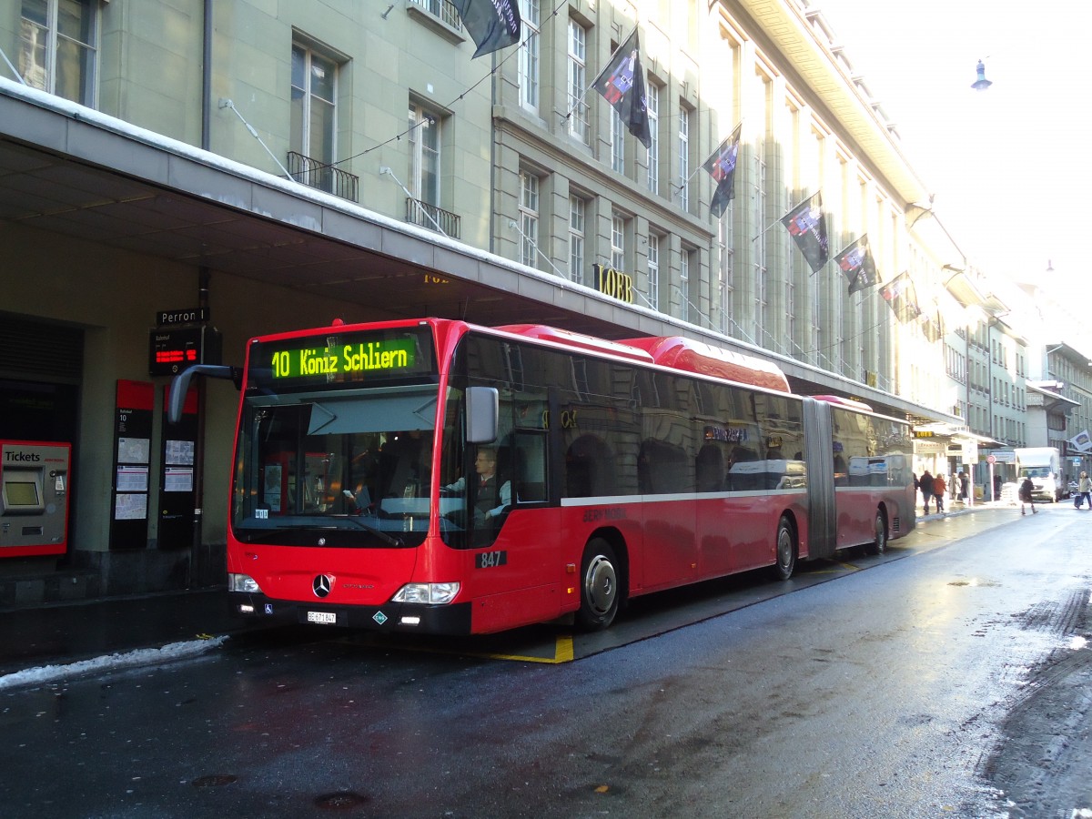 (131'152) - Bernmobil, Bern - Nr. 847/BE 671'847 - Mercedes am 29. November 2010 beim Bahnhof Bern