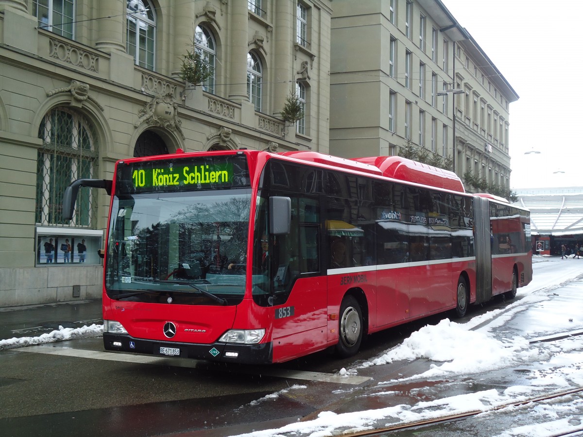 (131'172) - Bernmobil, Bern - Nr. 853/BE 671'853 - Mercedes am 29. November 2010 beim Bahnhof Bern