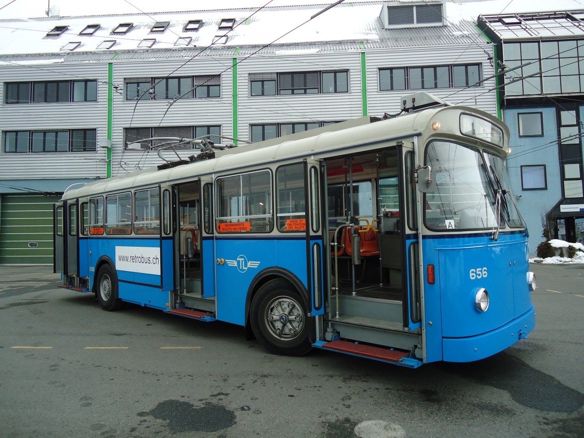 (131'258) - TL Lausanne (Rtrobus) - Nr. 656 - FBW/Eggli Trolleybus am 5. Dezember 2010 in Lausanne, Dpt Prlaz