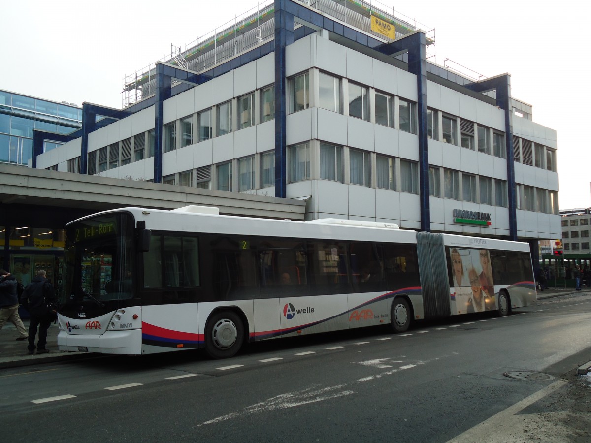 (131'620) - AAR bus+bahn, Aarau - Nr. 176/AG 374'176 - Scania/Hess am 15. Dezember 2010 beim Bahnhof Aarau