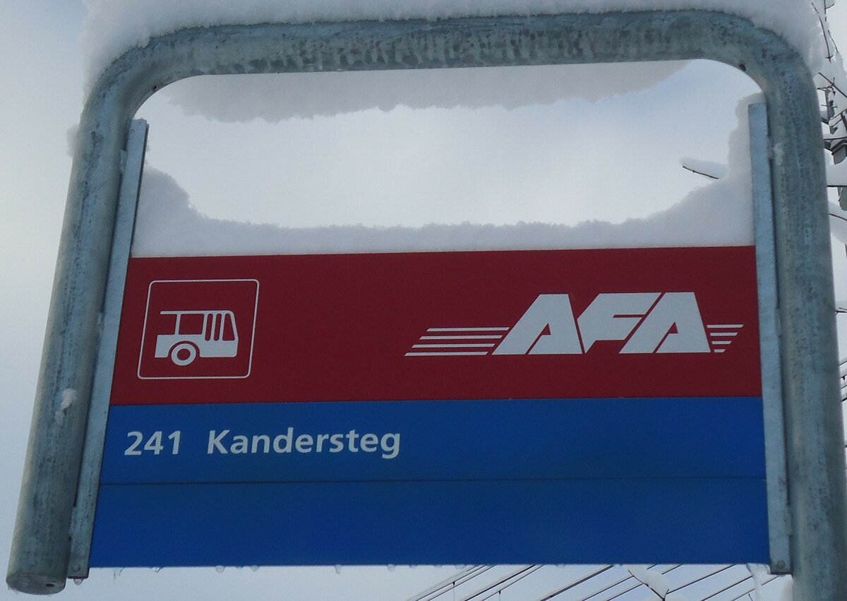 (131'678) - AFA-Haltestellenschild - Kandersteg, Pfadizentrum - am 26. Dezember 2010