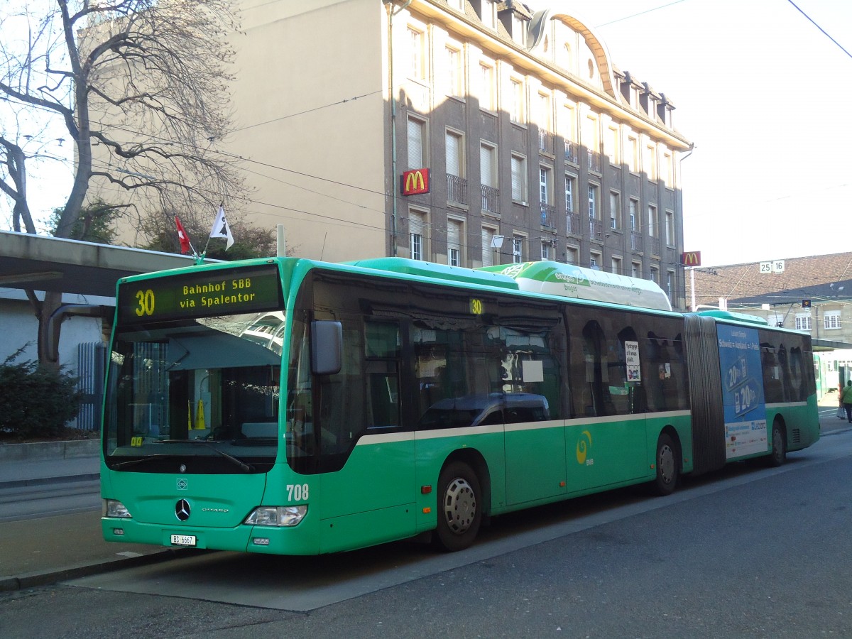 (132'499) - BVB Basel - Nr. 708/BS 6667 - Mercedes am 7. Februar 2011 in Basel, Badischer Bahnhof