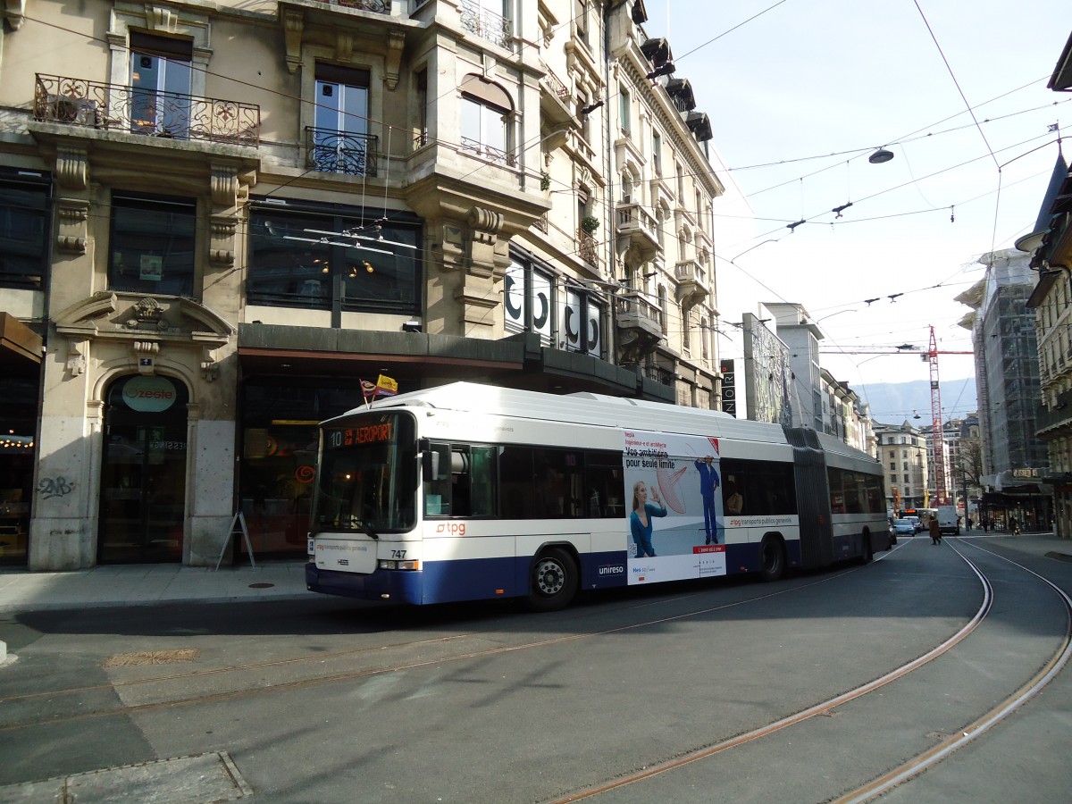 (132'904) - TPG Genve - Nr. 747 - Hess/Hess Gelenktrolleybus am 10. Mrz 2011 in Genve, Coutance