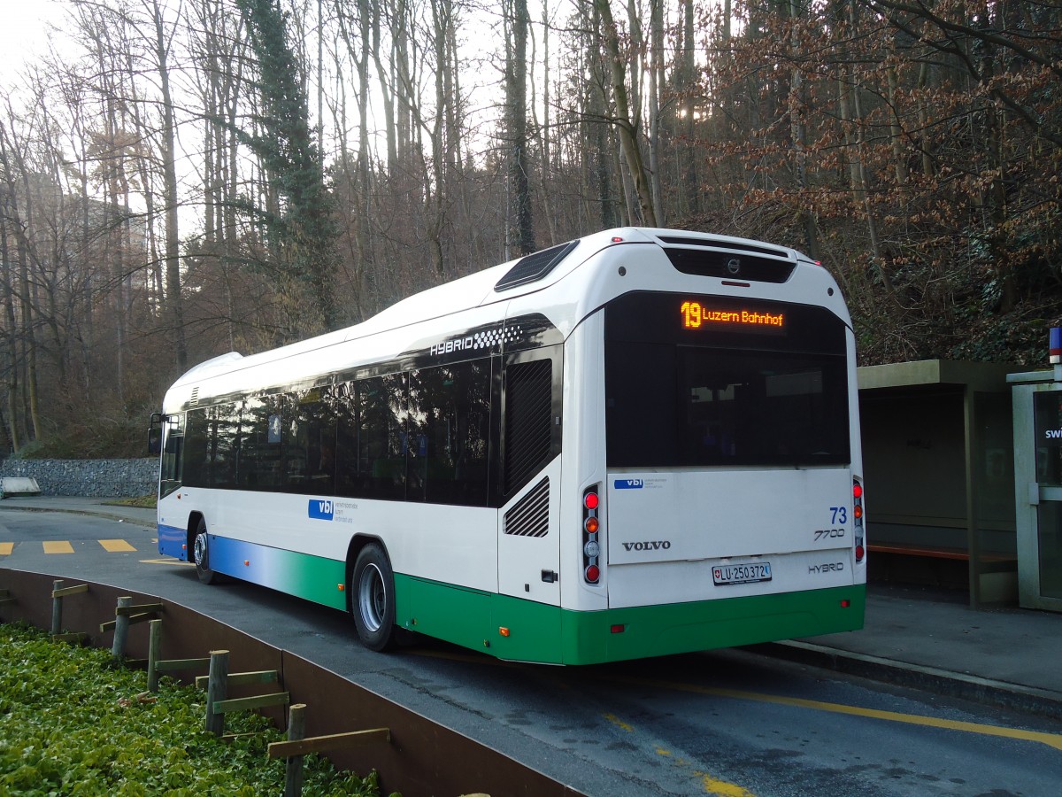 (132'962) - VBL Luzern - Nr. 73/LU 250'372 - Volvo am 11. Mrz 2011 in Luzern, Friedental