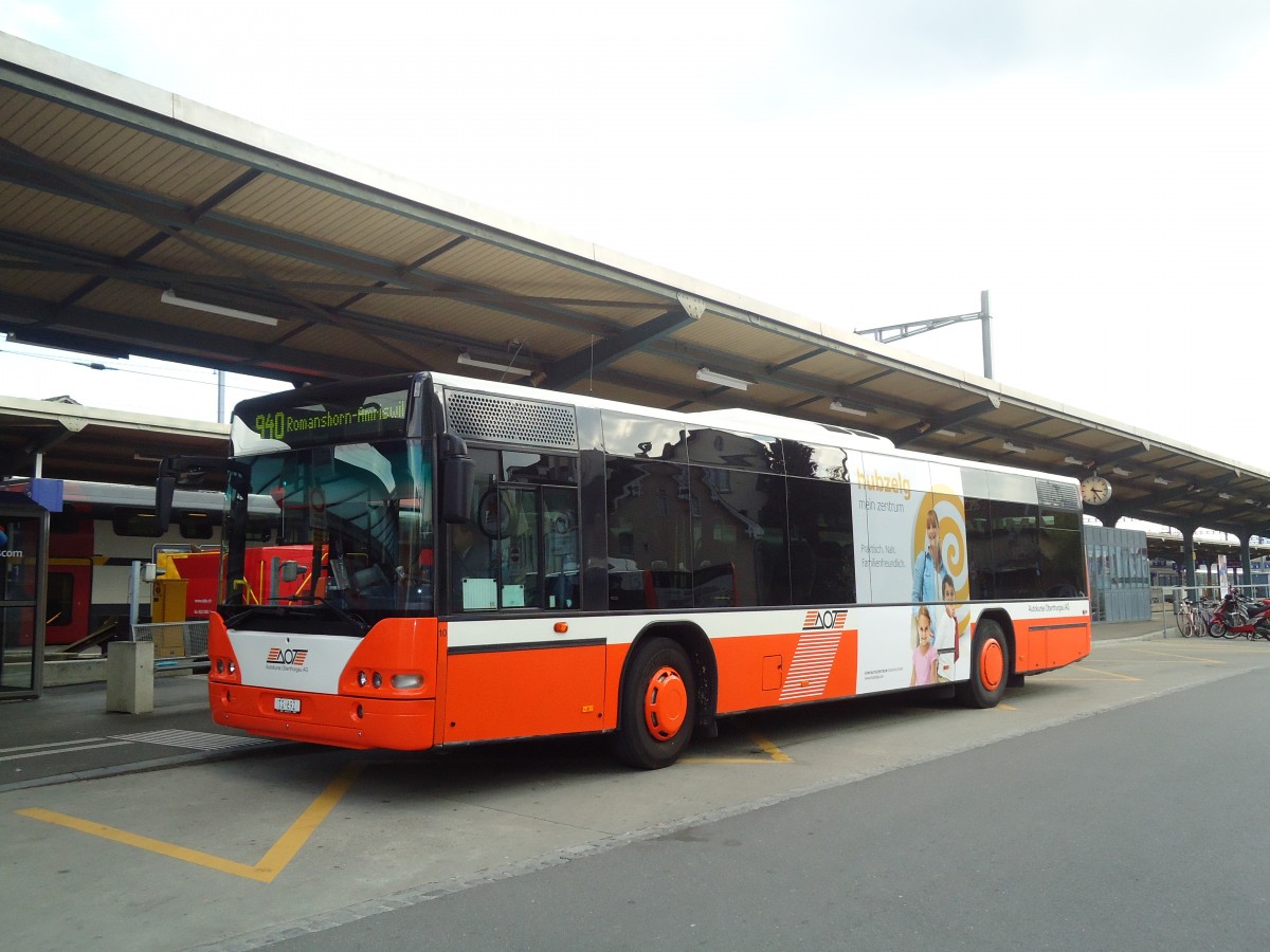 (133'291) - AOT Amriswil - Nr. 10/TG 692 - Neoplan am 13. April 2011 beim Bahnhof Romanshorn