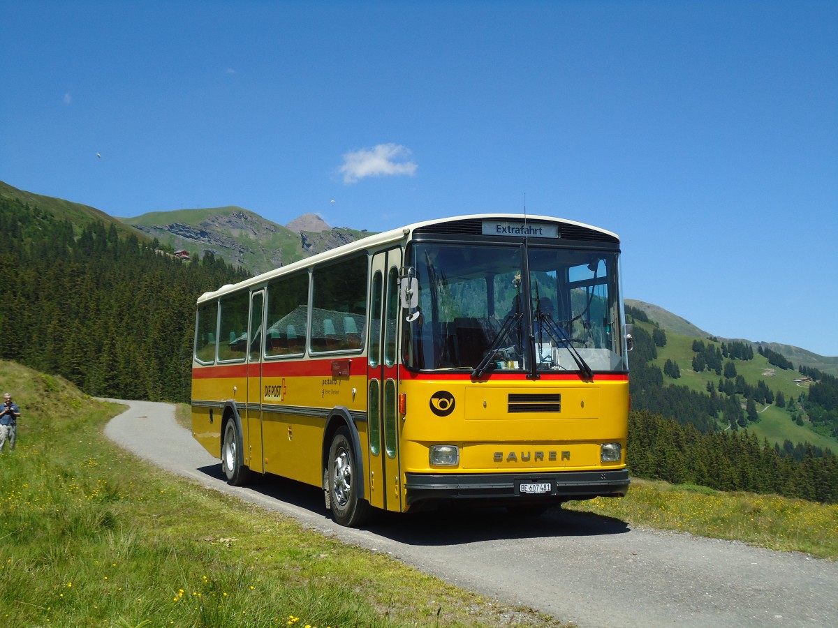 (134'734) - AVG Meiringen - Nr. 74/BE 607'481 - Saurer/R&J (ex P 24'357) am 3. Juli 2011 auf der Strasse Waldspitz-Grindelwald