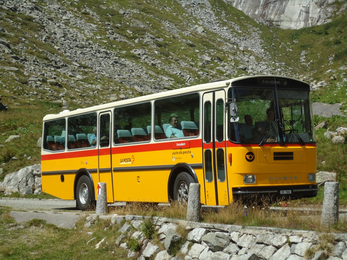 (135'710) - Mark, Andeer - GR 1866 - Saurer/R&J (ex PostAuto Graubnden; ex P 24'350) am 21. August 2011 in Gotthard, Alte Tremolastrasse