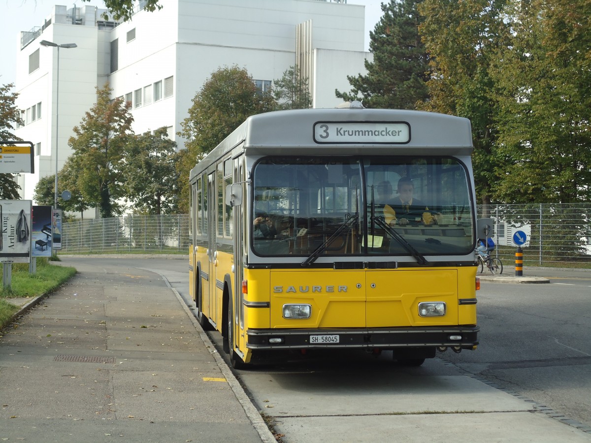 (136'043) - Wanner, Schleitheim - SH 58'045 - Saurer/Hess (ex Ruklic, Schaffhausen; ex VBSH Schaffhausen Nr. 40; ex VBSH Schaffhausen Nr. 19) am 25. September 2011 in Schaffhausen, Gemsstbli