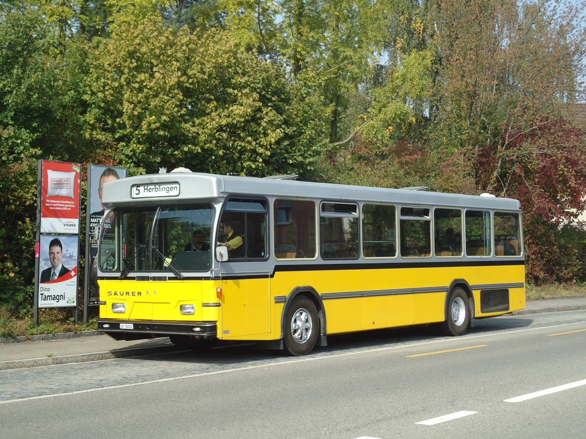 (136'086) - Wanner, Schleitheim - SH 58'045 - Saurer/Hess (ex Ruklic, Schaffhausen; ex VBSH Schaffhausen Nr. 40; ex VBSH Schaffhausen Nr. 19) am 25. September 2011 in Schaffhausen, Herblingen Post