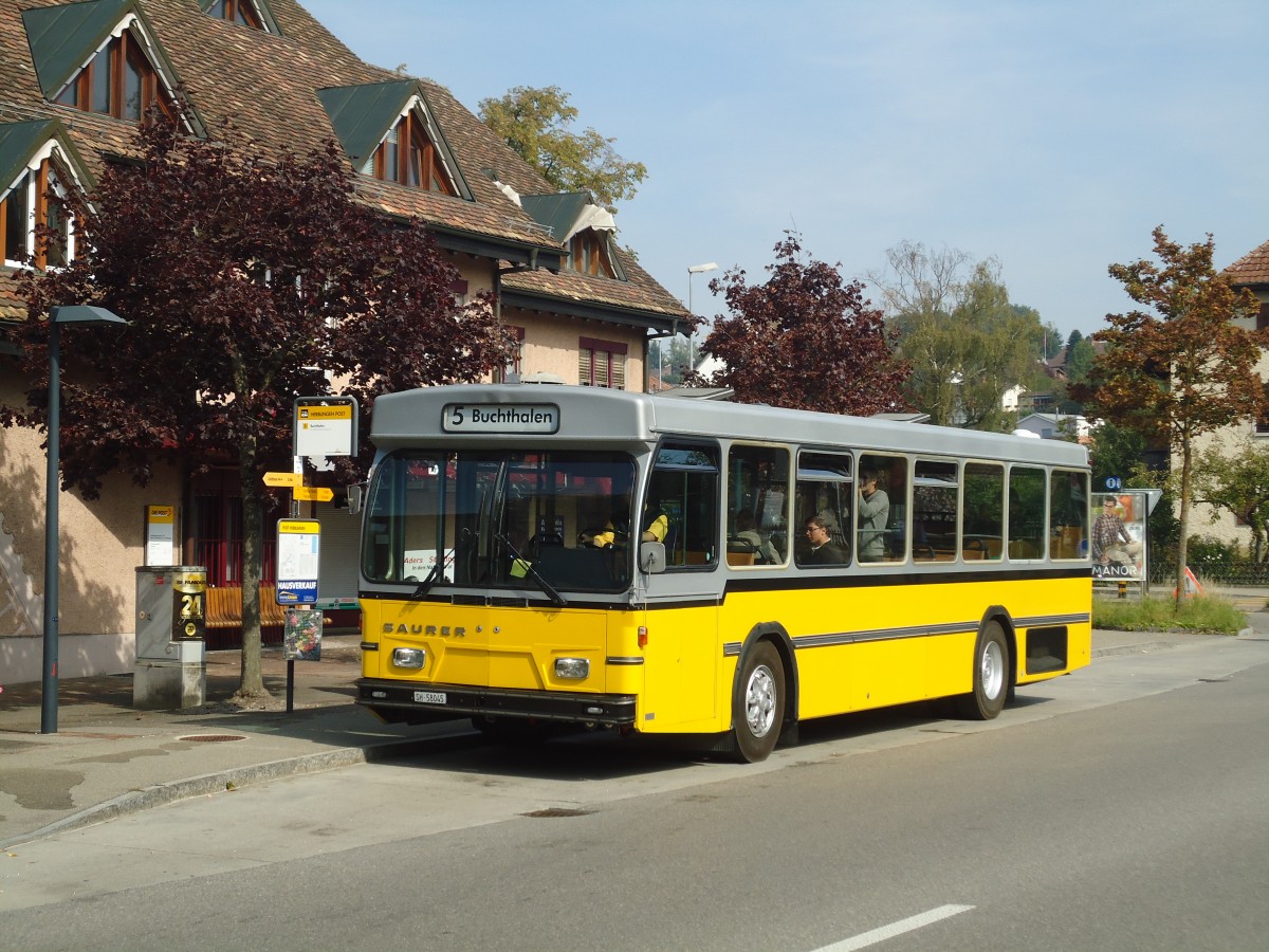 (136'099) - Wanner, Schleitheim - SH 58'045 - Saurer/Hess (ex Ruklic, Schaffhausen; ex VBSH Schaffhausen Nr. 40; ex VBSH Schaffhausen Nr. 19) am 25. September 2011 in Schaffhausen, Herblingen Post