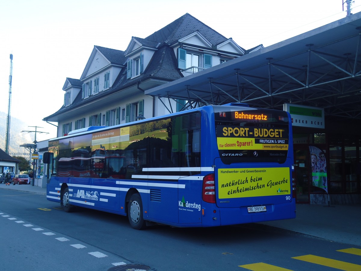 (136'596) - AFA Adelboden - Nr. 90/BE 398'916 - Mercedes am 15. Oktober 2011 beim Bahnhof Frutigen