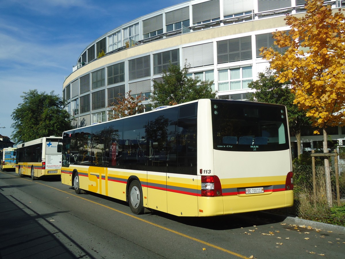 (136'664) - STI Thun - Nr. 113/BE 700'113 - MAN am 29. Oktober 2011 bei der Schifflndte Thun