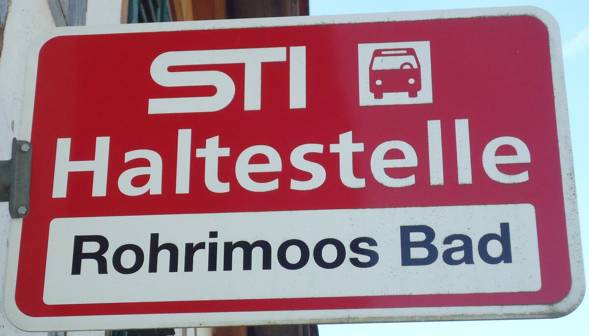 (136'779) - STI-Haltestellenschild - Heimenschwand, Rohrimoos Bad - am 21. November 2011