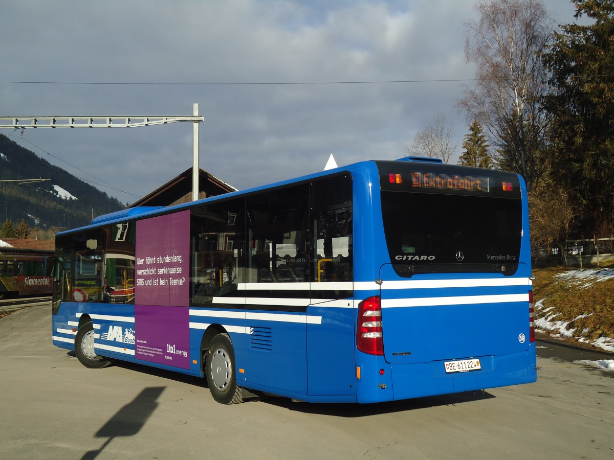 (137'131) - AFA Adelboden - Nr. 58/BE 611'224 - Mercedes am 11. Dezember 2011 beim Bahnhof Lenk