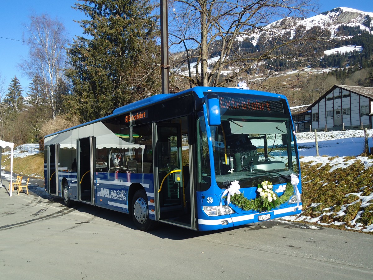 (137'143) - AFA Adelboden - Nr. 58/BE 611'224 - Mercedes am 11. Dezember 2011 beim Bahnhof Lenk