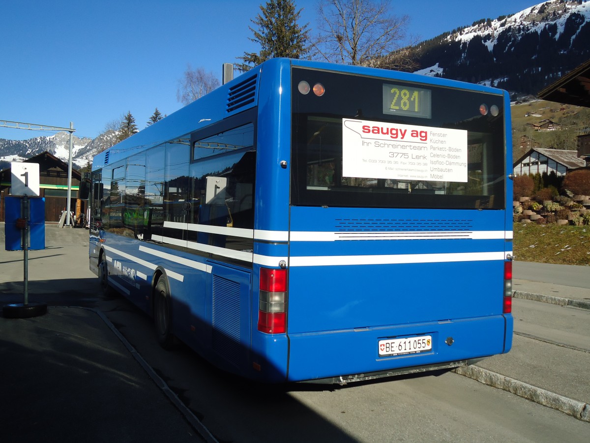 (137'170) - AFA Adelboden - Nr. 55/BE 611'055 - MAN/Gppel am 11. Dezember 2011 beim Bahnhof Lenk