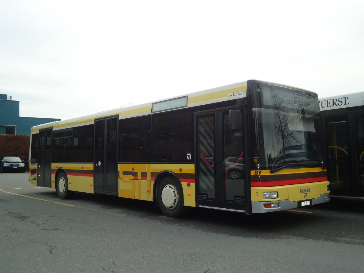 (137'589) - STI Thun - Nr. 81/BE 543'381 - MAN am 9. Januar 2012 bei der Schifflndte Thun