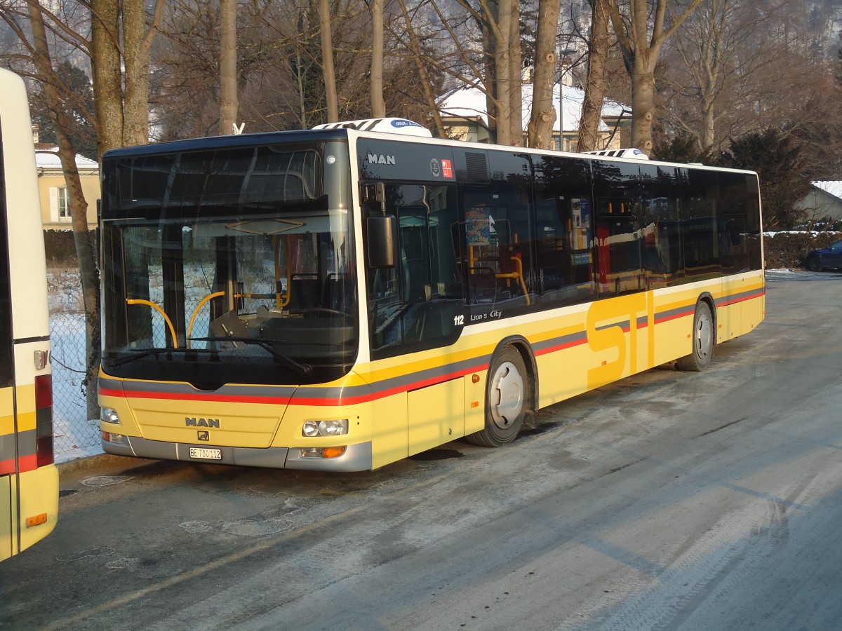 (137'661) - STI Thun - Nr. 112/BE 700'112 - MAN am 12. Februar 2012 bei der Schifflndte Thun