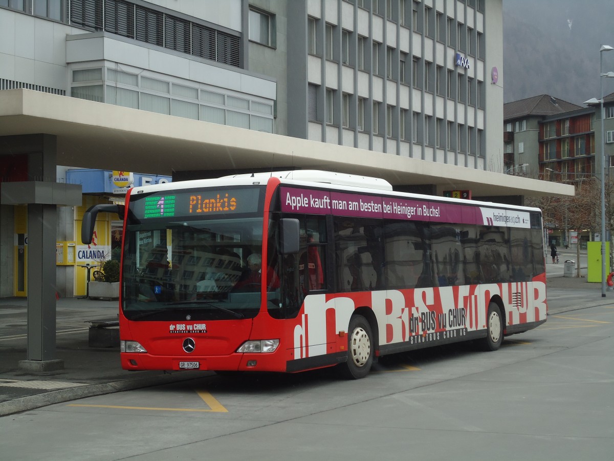 (137'894) - SBC Chur - Nr. 6/GR 97'506 - Mercedes am 5. Mrz 2012 beim Bahnhof Chur