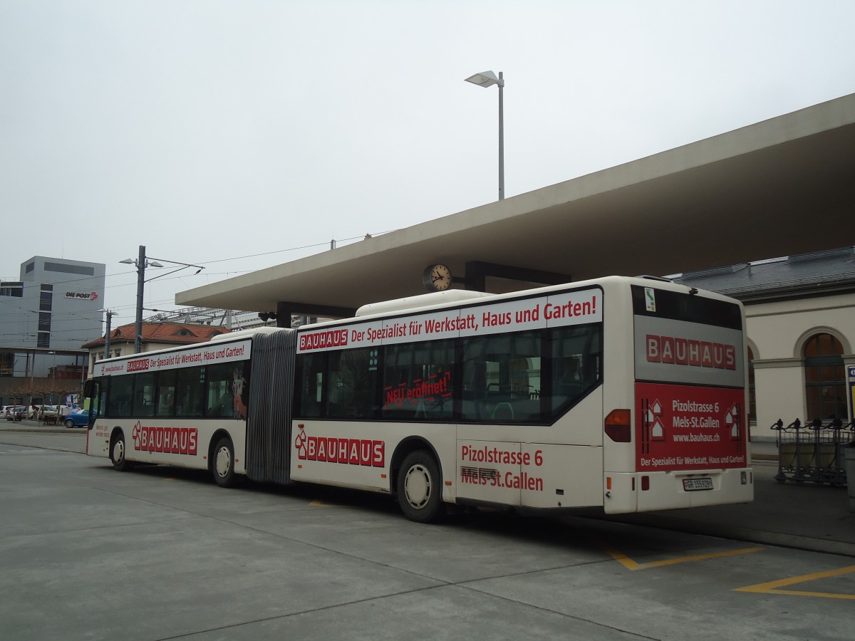 (137'897) - SBC Chur - Nr. 29/GR 155'929 - Mercedes (ex ARL Viganello Nr. 23; ex TPL Lugano Nr. 28) am 5. Mrz 2012 beim Bahnhof Chur