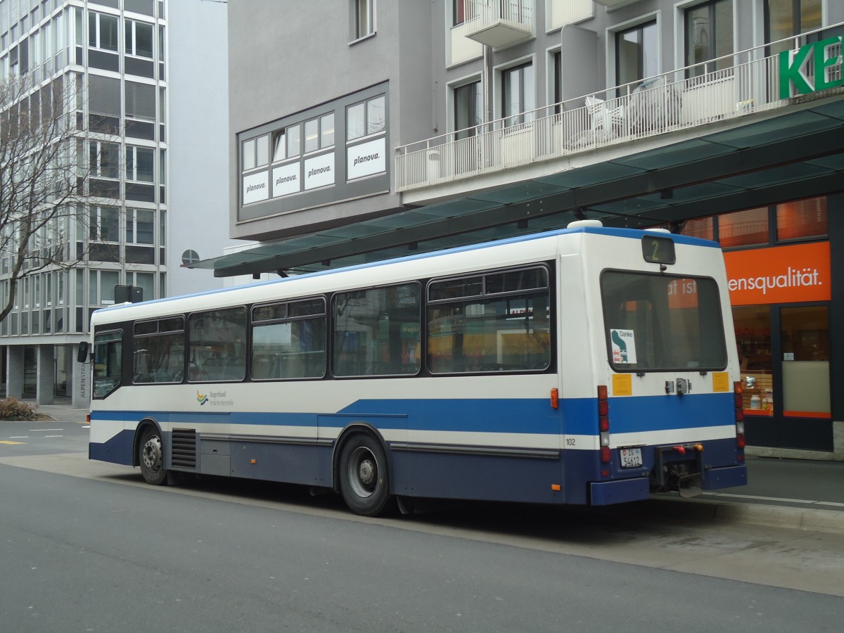 (137'982) - ZVB Zug - Nr. 102/ZG 54'612 - NAW/Hess (ex Nr. 92) am 6. Mrz 2012 beim Bahnhof Zug