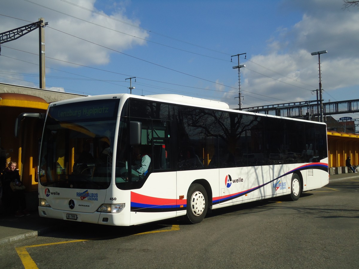 (138'091) - Knecht, Windsich - Nr. 450/AG 7999 - Mercedes am 6. Mrz 2012 beim Bahnhof Lenzburg