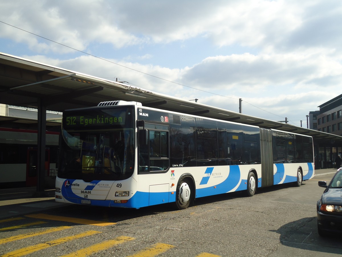 (138'123) - BOGG Wangen b.O. - Nr. 49/SO 132'072 - MAN am 6. Mrz 2012 beim Bahnhof Olten