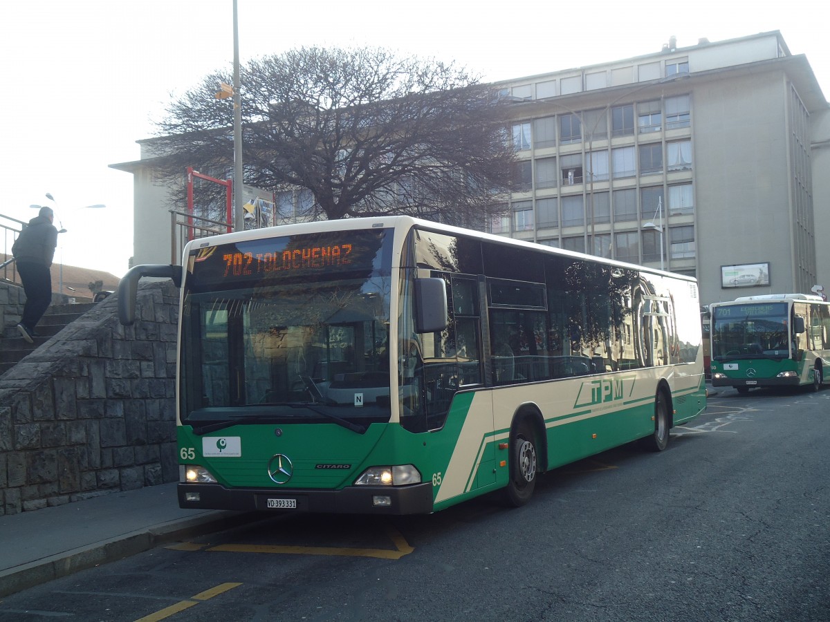 (138'148) - TPM Morges - Nr. 65/VD 393'331 - Mercedes am 9. Mrz 2012 beim Bahnhof Morges