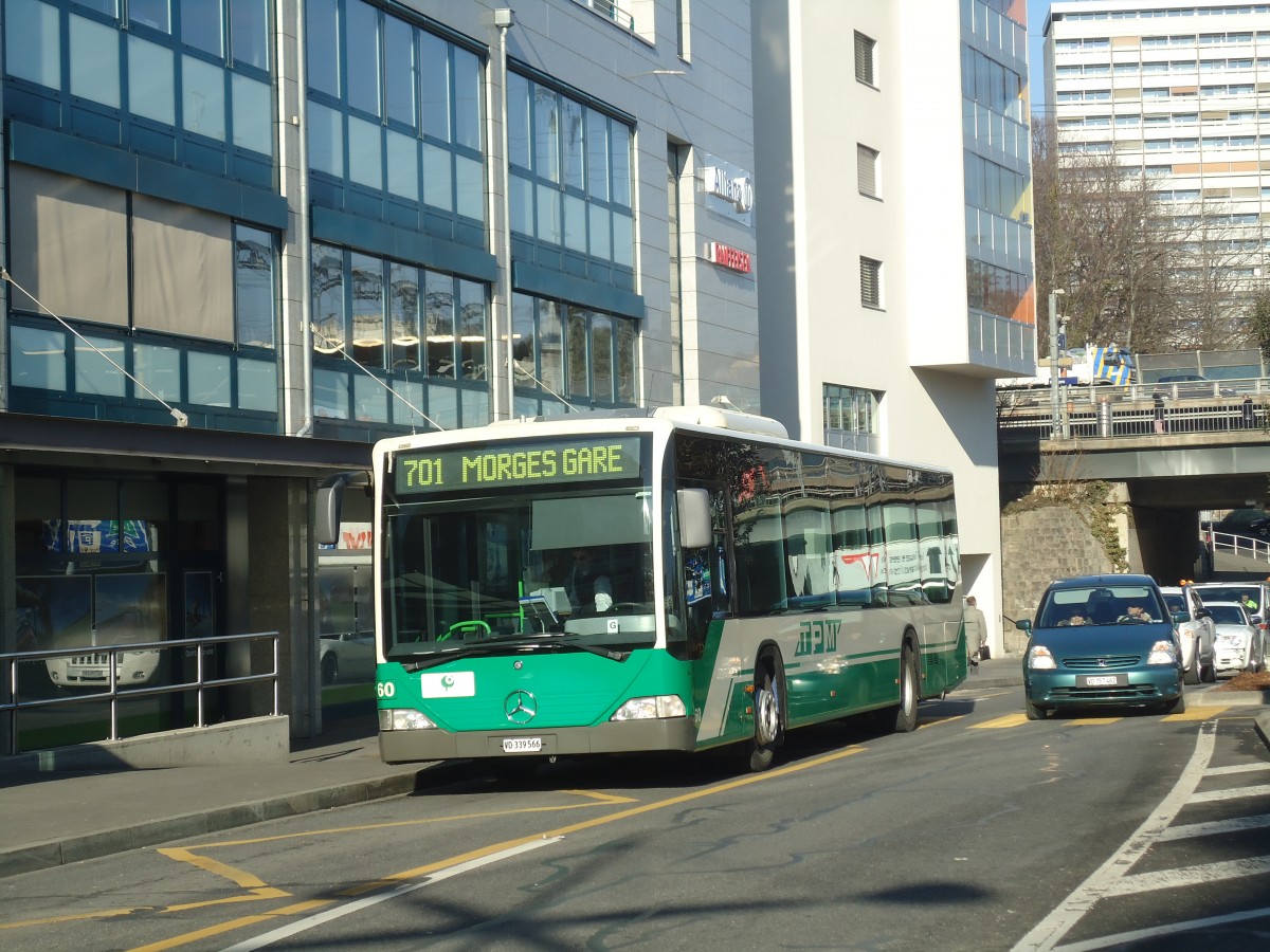 (138'167) - TPM Morges - Nr. 60/VD 339'566 - Mercedes am 9. Mrz 2012 beim Bahnhof Morges