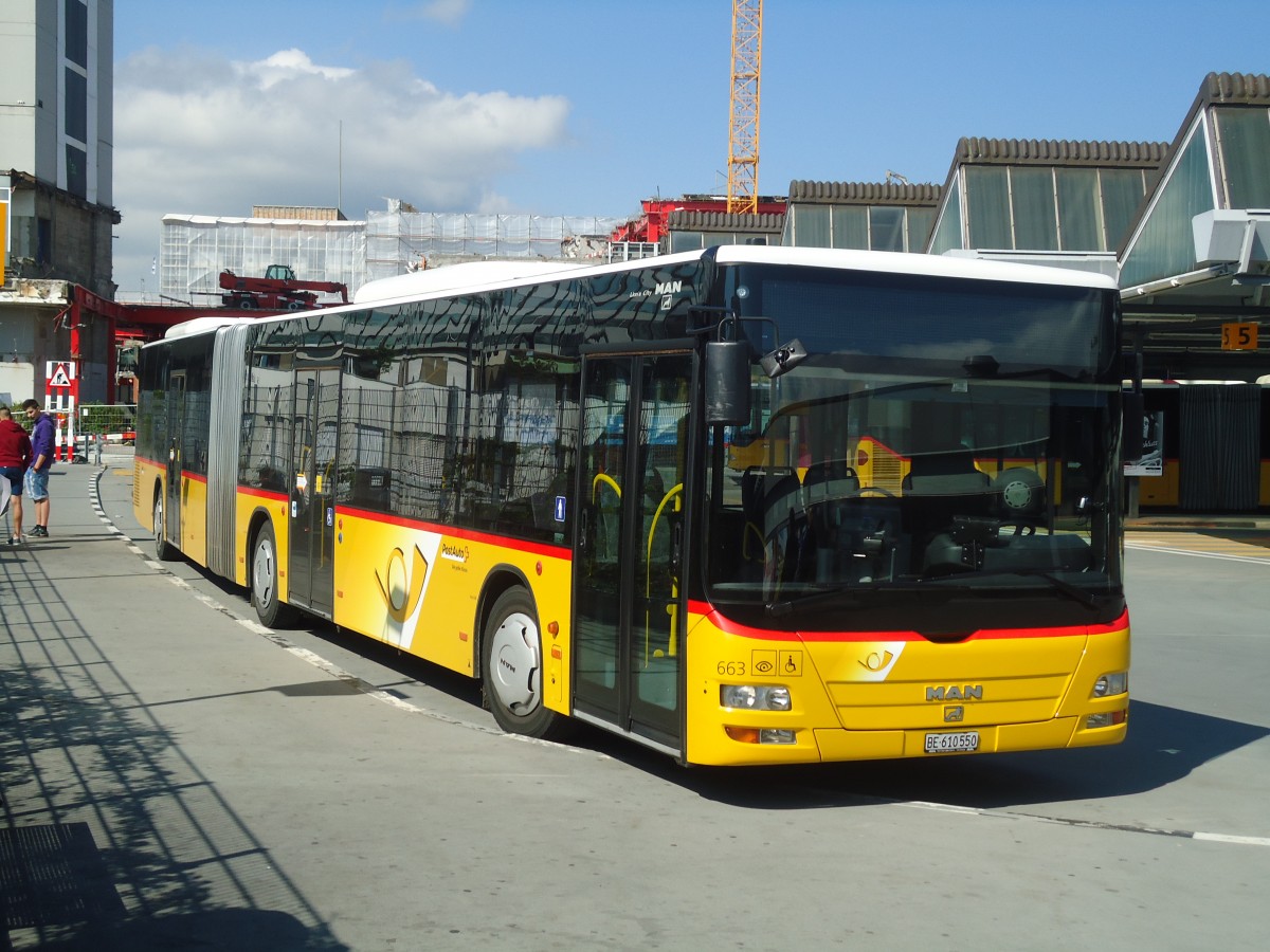 (138'728) - PostAuto Bern - Nr. 663/BE 610'550 - MAN am 13. Mai 2012 in Bern, Postautostation