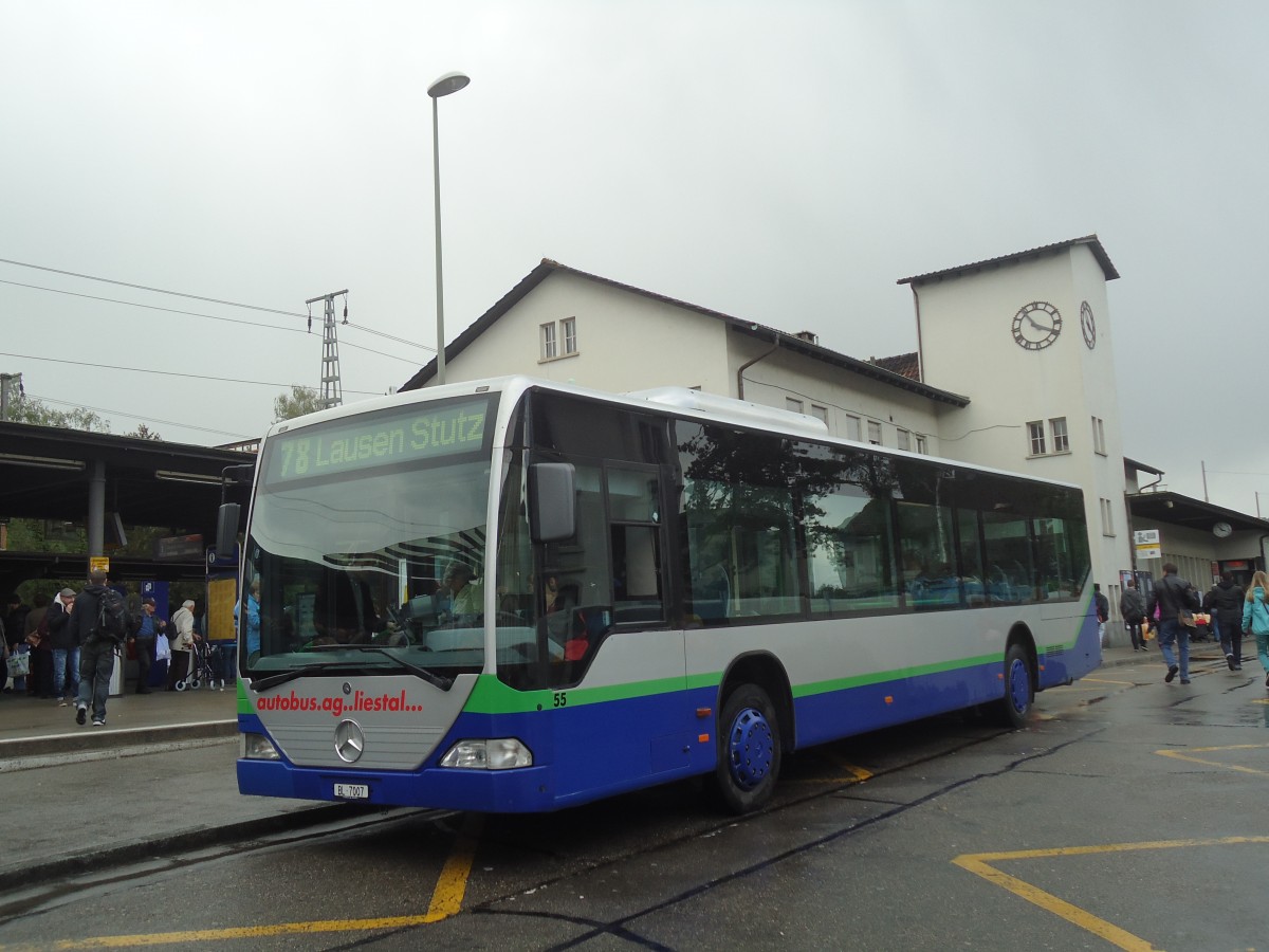 (138'844) - AAGL Liestal - Nr. 55/BL 7007 - Mercedes (ex TPL Lugano Nr. 6) am 16. Mai 2012 beim Bahnhof Liestal