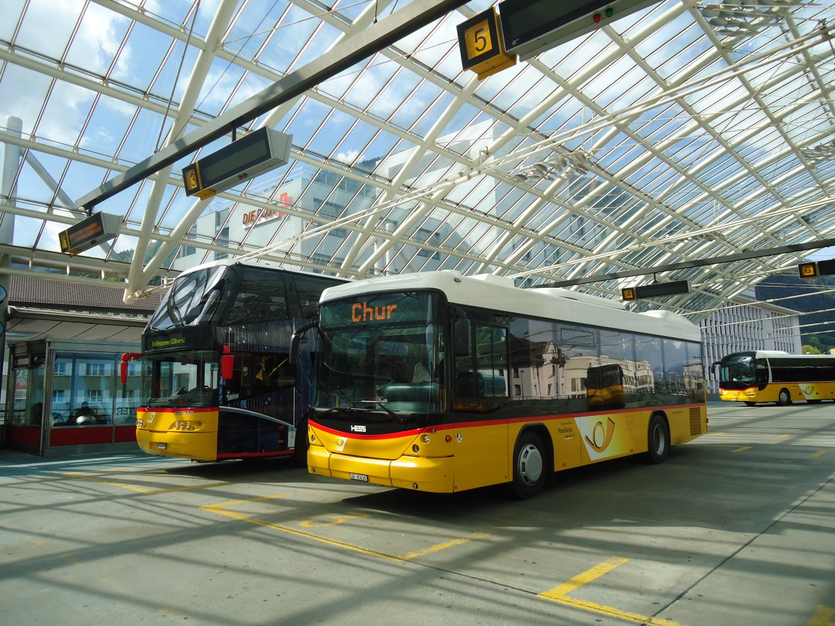 (138'987) - PostAuto Graubnden - GR 85'630 - Scania/Hess am 20. Mai 2012 in Chur, Postautostation