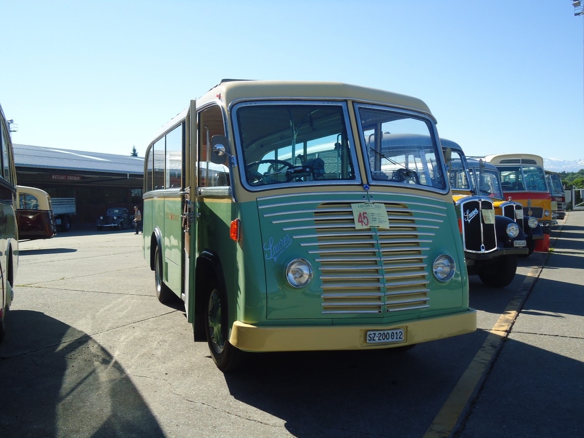 (139'512) - AAGS Schwyz - Nr. 1/SZ 200'012 - Saurer/Geser (ex Nr. 9; ex Nr. 17; ex Nr. 9; ex Nr. 1) am 16. Juni 2012 in Hinwil, AMP