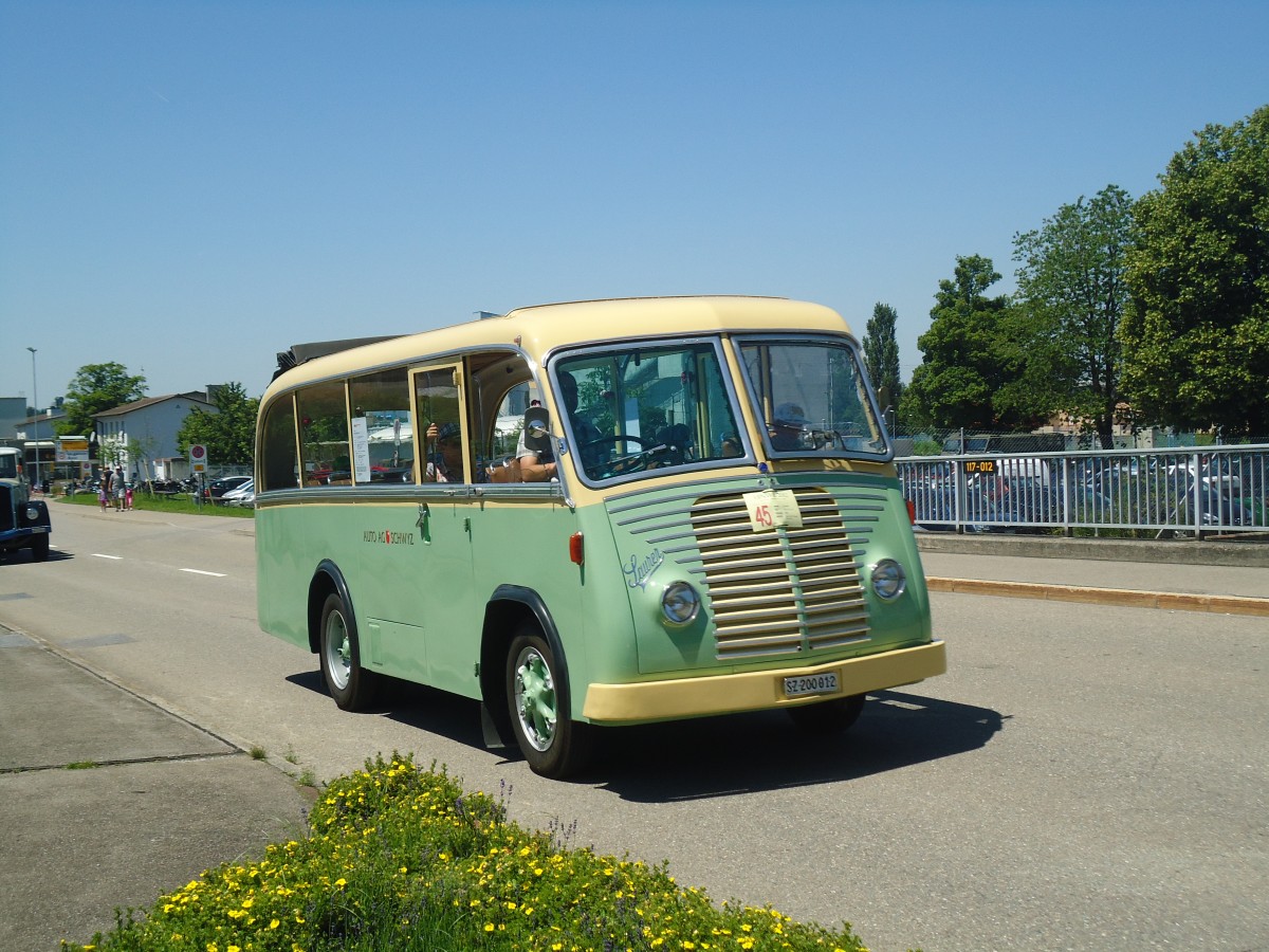 (139'728) - AAGS Schwyz - Nr. 1/SZ 200'012 - Saurer/Geser (ex Nr. 9; ex Nr. 17; ex Nr. 9; ex Nr. 1) am 16. Juni 2012 in Hinwil, AMP