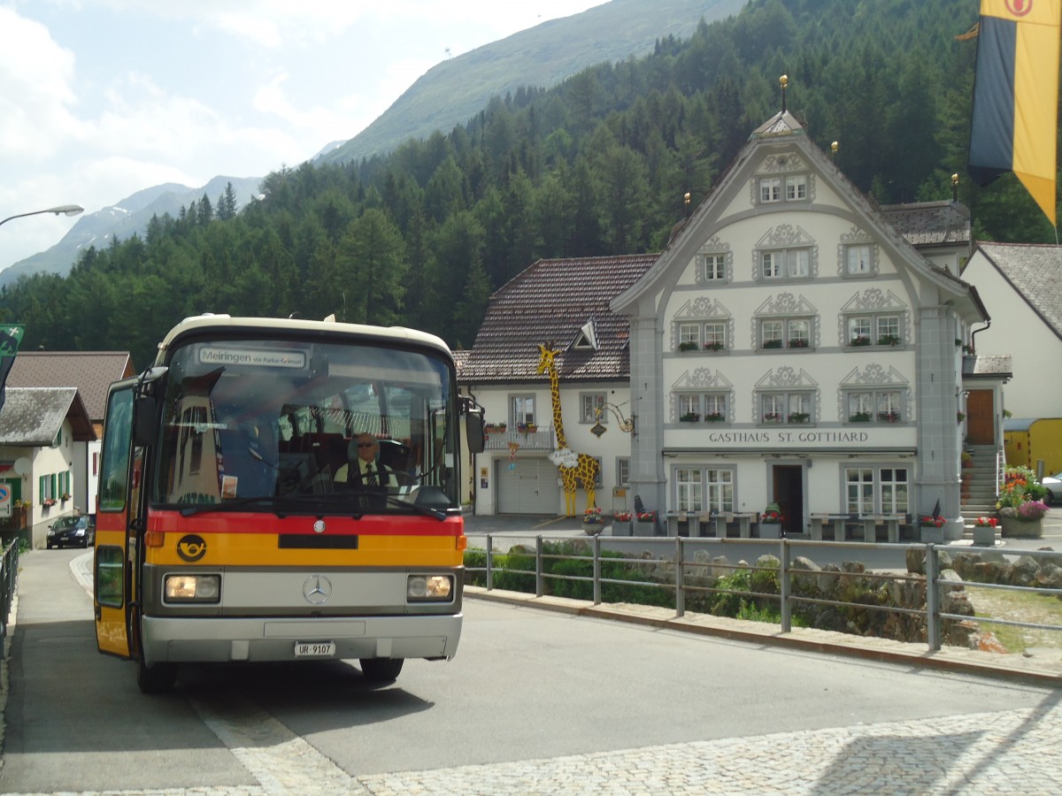 (140'256) - Mattli, Wassen - UR 9107 - Mercedes am 1. Juli 2012 in Hospental, Reussbrcke