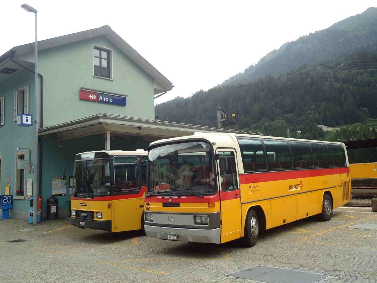 (140'341) - Mattli, Wassen - UR 9107 - Mercedes am 1. Juli 2012 beim Bahnhof Airolo