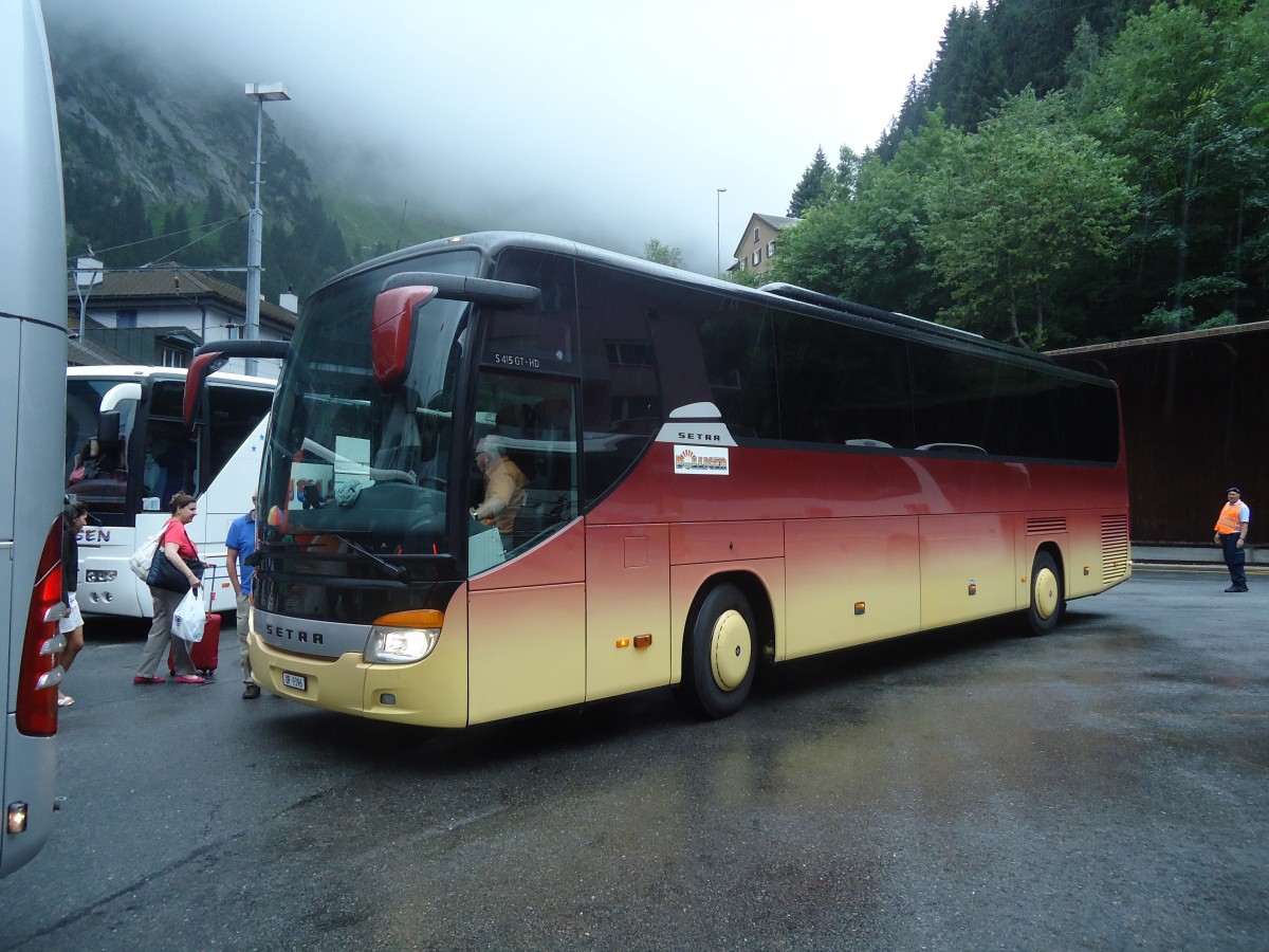 (140'384) - Bolliger, Unterschchen - UR 9396 - Setra (ex Marti, Kallnach) am 1. Juli 2012 beim Bahnhof Gschenen