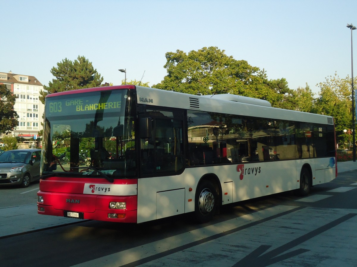 (140'960) - TRAVYS Yverdon - VD 1160 - MAN am 27. Juli 2012 beim Bahnhof Yverdon