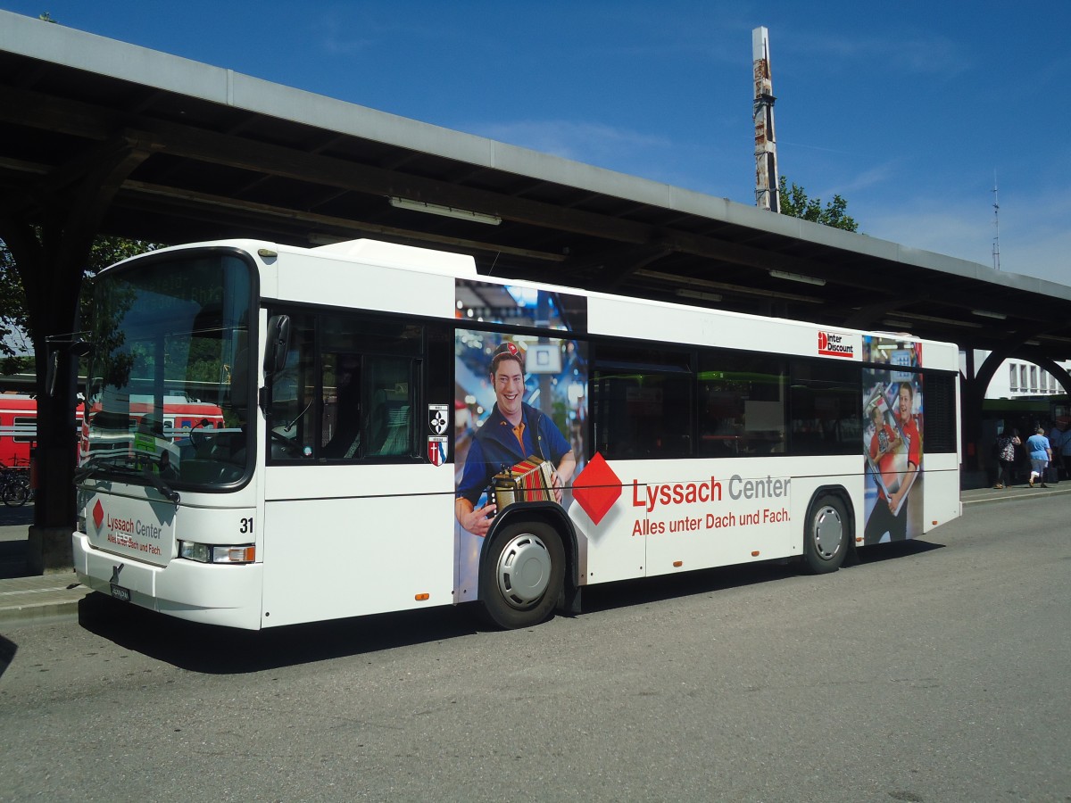 (141'116) - Busland, Burgdorf - Nr. 31/BE 567'511 - Volvo/Hess (ex AAGK Koppigen Nr. 11) am 15. August 2012 beim Bahnhof Burgdorf