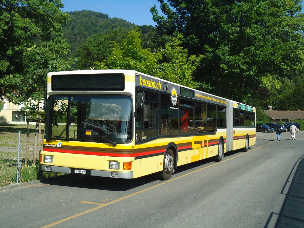 (141'138) - STI Thun - Nr. 71/BE 385'871 - MAN am 15. August 2012 bei der Schifflndte Thun