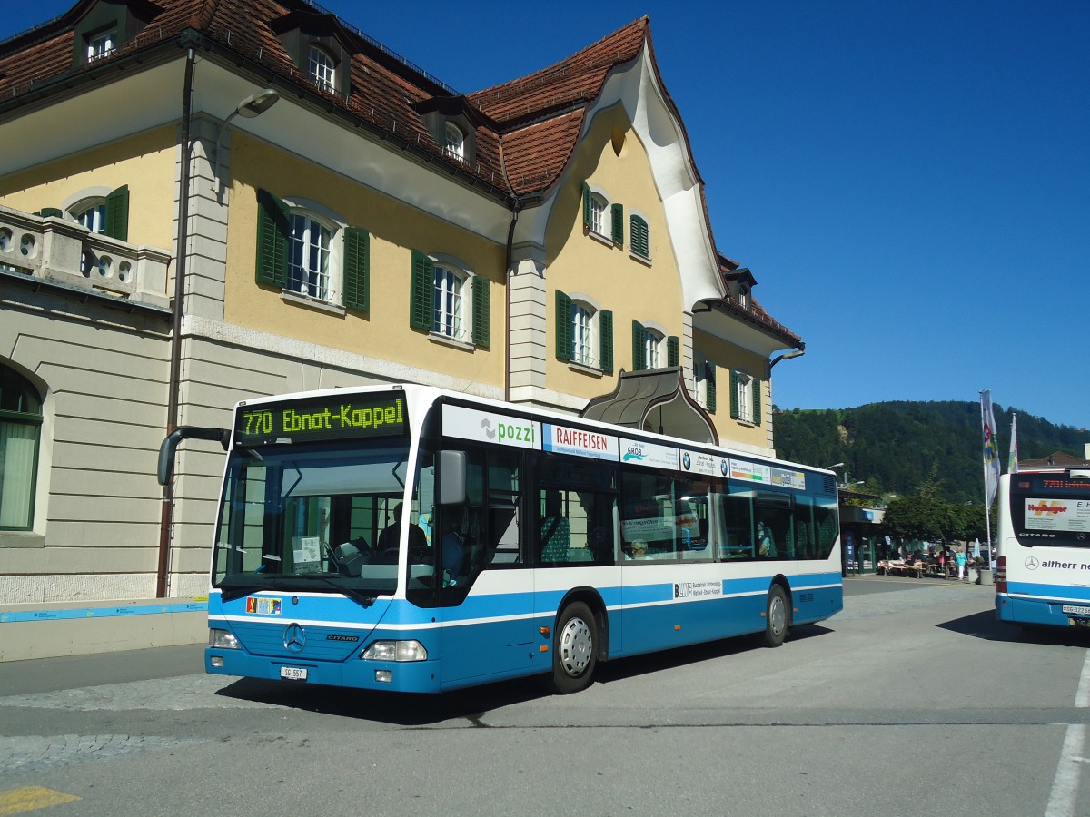 (141'147) - BLWE Wattwil - Nr. 3/SG 557 - Mercedes am 18. August 2012 beim Bahnhof Wattwil