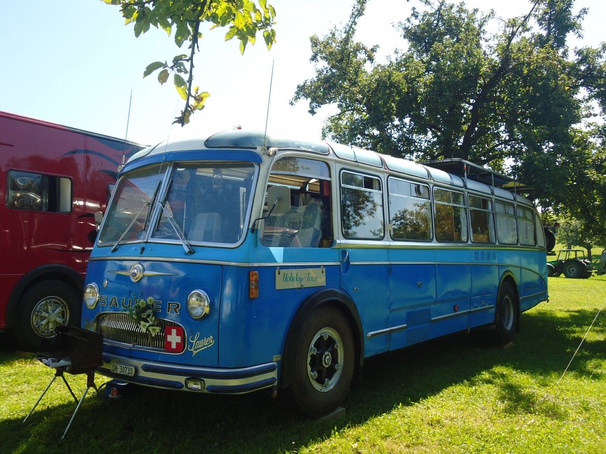 (141'194) - Bolliger, Stetten - SH 30'730 - Saurer/R&J (ex Solr+Fontana, Ilanz Nr. 8) am 18. August 2012 in Affeltrangen, Kreuzegg