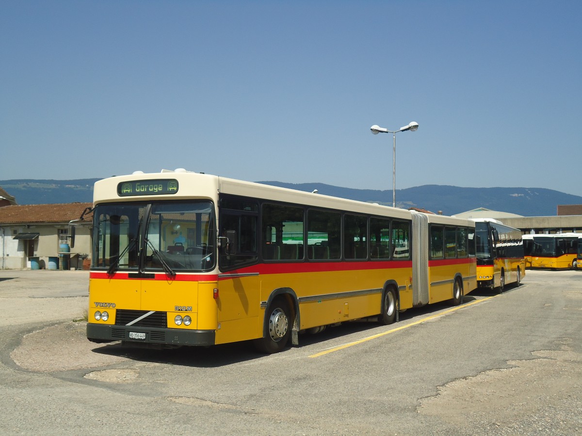 (141'338) - CarPostal Ouest - VD 356'449 - Volvo/R&J (ex AutoPostale Ticino; ex CarPostal Ouest Nr. 33; ex Steiner, Ortschwaben Nr. 11) am 19. August 2012 in Yverdon, Garage