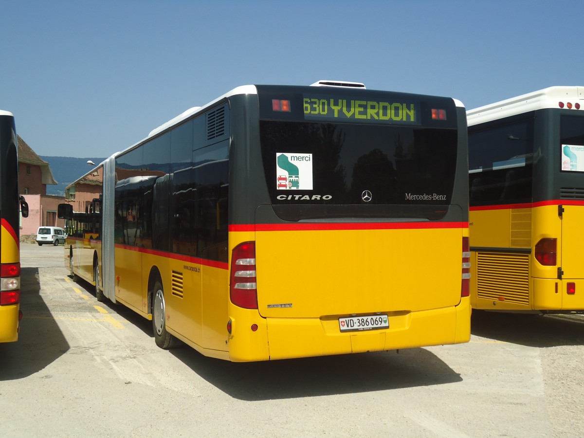 (141'351) - CarPostal Ouest - VD 386'069 - Mercedes am 19. August 2012 in Yverdon, Garage