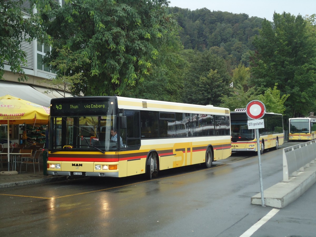 (141'566) - STI Thun - Nr. 11/BE 26'748 - MAN (ex TSG Blumenstein Nr. 2) am 12. September 2012 bei der Schifflndte Thun